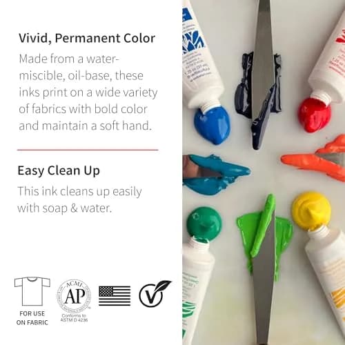 Speedball Premium Block Printing Ink Set - 6 Colors, 1.25 oz Each | Water-Soluble Oil-Based Ink for Fabric & Paper thumbnail 2
