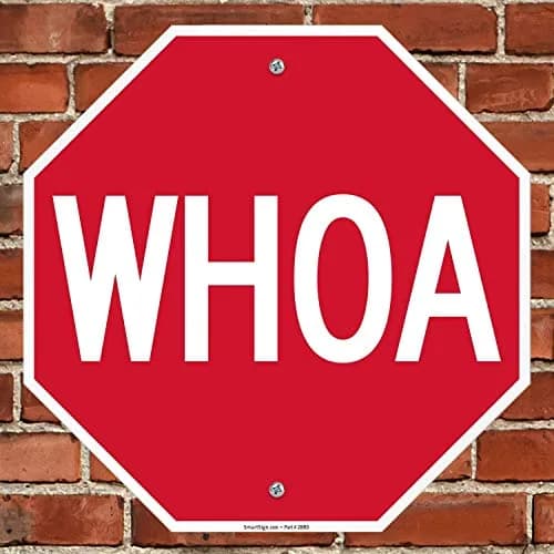 SmartSign WHOA Funny Stop Sign 18" x 18" Aluminum White on Red | Industry-Leading Durability thumbnail 4