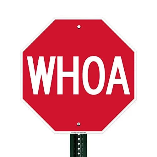 SmartSign WHOA Funny Stop Sign 18" x 18" Aluminum White on Red | Industry-Leading Durability thumbnail 3