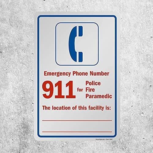 SmartSign Emergency Phone Number 911 Label | Laminated Vinyl, 12" x 18" thumbnail 6