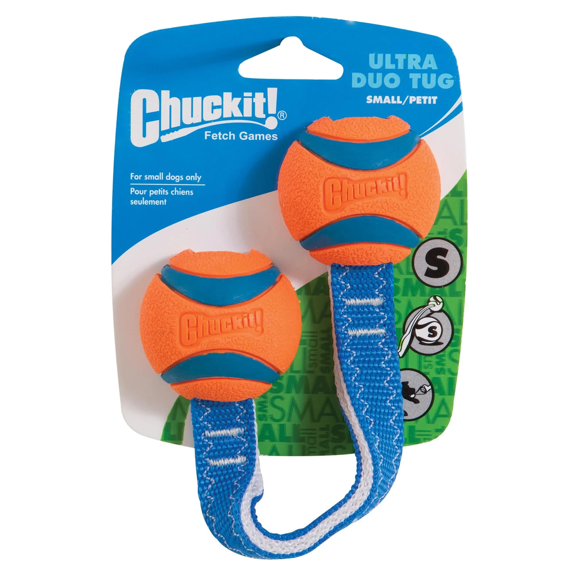 Chuckit! Ultra Duo Tug Dog Toy Medium 2.5in (6.4cm) Orange and Blue | Fetch and Tug-of-War for Dogs 20-60lbs — Orange/ Blue