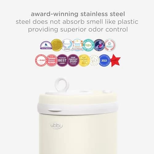 Ubbi Stainless Steel Diaper Pail Ivory | Odor-Locking, No Special Bags, Modern Nursery (70-120 chars) thumbnail 5