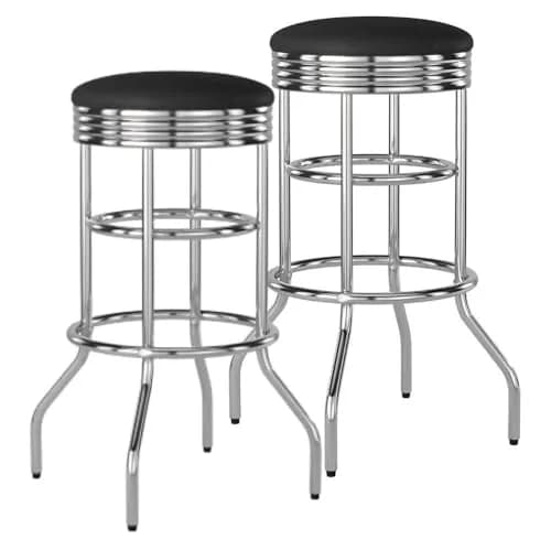 TRINITY Heavy Duty 30 Inch Backless Swivel Bar Stool, Black | Sturdy Chrome & Faux Leather thumbnail 1