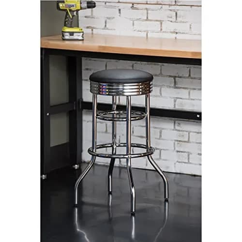 TRINITY Heavy Duty 30 Inch Backless Swivel Bar Stool, Black | Sturdy Chrome & Faux Leather thumbnail 6