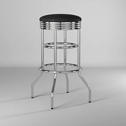 TRINITY Heavy Duty 30 Inch Backless Swivel Bar Stool, Black | Sturdy Chrome & Faux Leather thumbnail 8