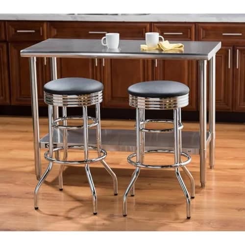 TRINITY Heavy Duty 30 Inch Backless Swivel Bar Stool, Black | Sturdy Chrome & Faux Leather thumbnail 2