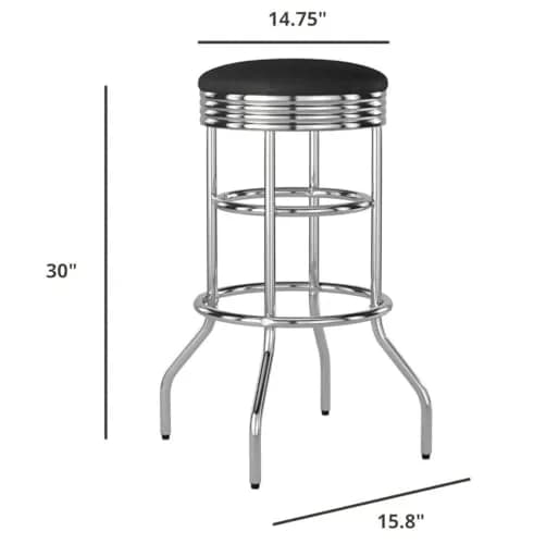 TRINITY Heavy Duty 30 Inch Backless Swivel Bar Stool, Black | Sturdy Chrome & Faux Leather thumbnail 3