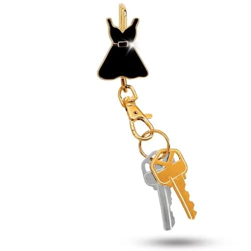 Finders Key Purse Women’s Bag Charm Key Finder, Car Keychain Hook, Gold & Black Dress | Stylish & Multifunctional thumbnail 1