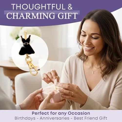 Finders Key Purse Women’s Bag Charm Key Finder, Car Keychain Hook, Gold & Black Dress | Stylish & Multifunctional thumbnail 6