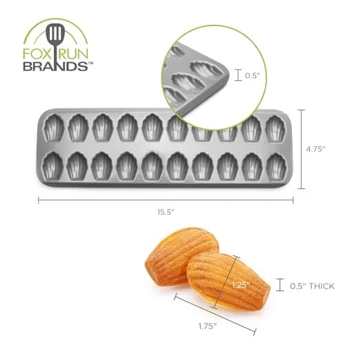 Fox Run Mini Madeleine Pan, 20-Cup, Non-Stick | Even Heat Transfer & Easy Release thumbnail 4