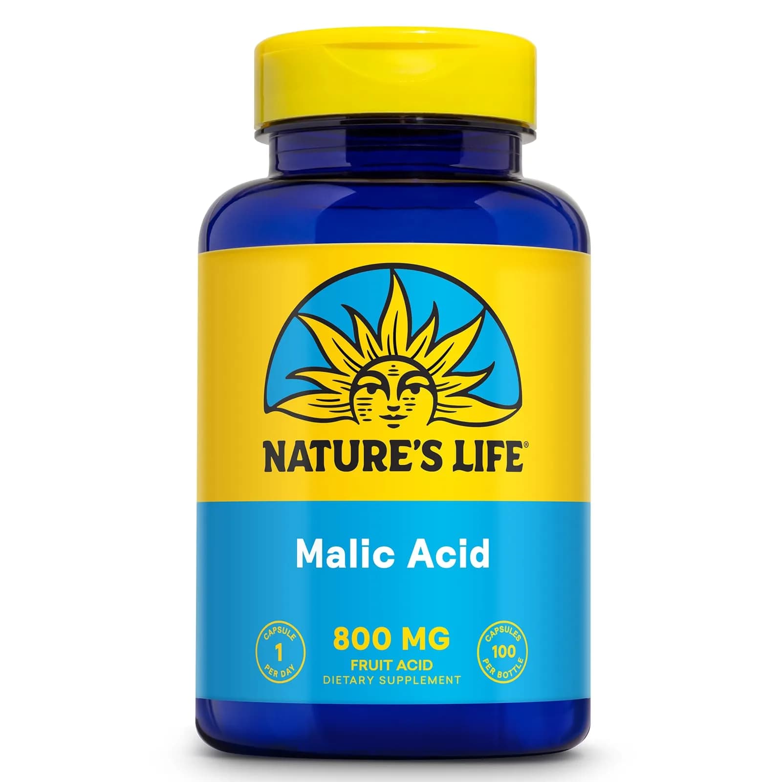 Nature's Life Malic Acid 800 mg | Chelating Agent Supports Energy & Muscle Comfort | No Gluten, Non-GMO | 100 Count