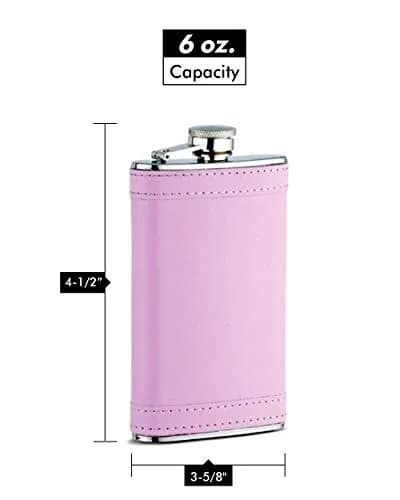 Flasks.com Pink 6 oz (177 ml) Hip Flask | Rustproof Stainless Steel Pocket Flask thumbnail 2
