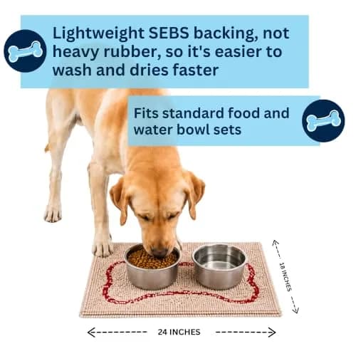 Soggy Doggy Slopmat Dog Food & Water Mat Beige 18x24 Inches (45x61 cm) | Microfiber Chenille for Messy Drinkers thumbnail 4