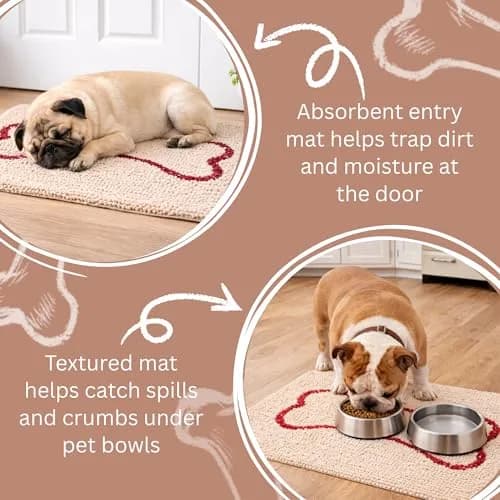 Soggy Doggy Slopmat Dog Food & Water Mat Beige 18x24 Inches (45x61 cm) | Microfiber Chenille for Messy Drinkers thumbnail 2