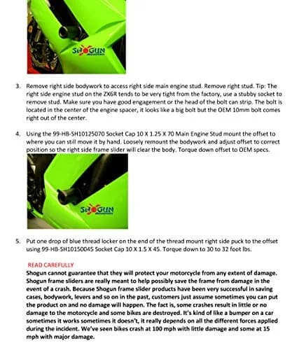 Shogun Motorsports Kaw ZX6 ZX6R ZX6RR ZX636 2007 2008 Black No Cut Frame Sliders | Premium USA Quality thumbnail 7