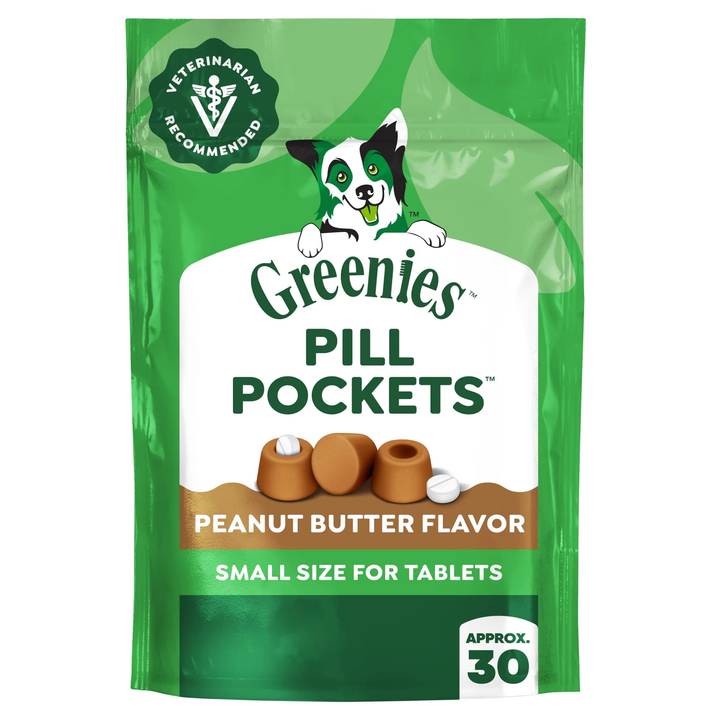 Greenies Peanut Butter Pill Pockets Small Size Dog Treats 30 Count (1.5 oz) | Vet-Recommended for Small Dogs