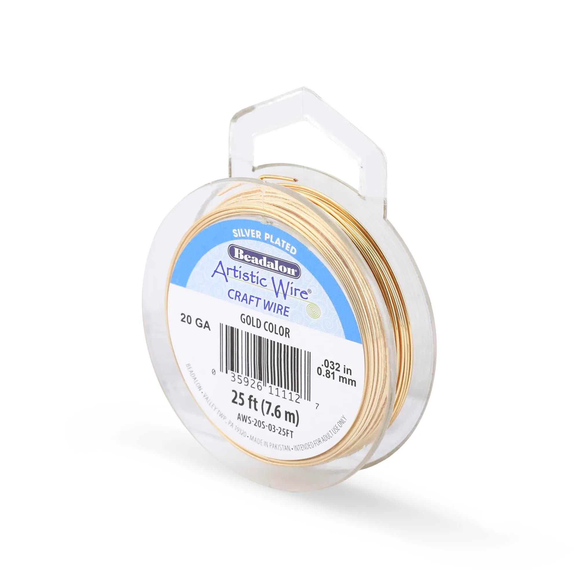 Artistic Wire 20 Gauge Silver Plated Copper Craft Wire 7.62m (25 ft) | Tarnish Resistant for Jewelry Making — Gold