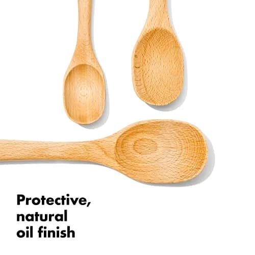 OXO Good Grips 3-Piece Wooden Spoon Set | Solid Beechwood, Safe for Non-Stick Cookware, Hand Wash Only thumbnail 3