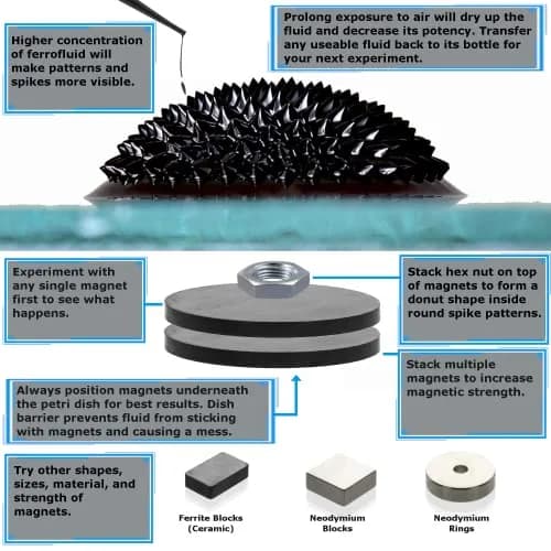 CMS MAGNETICS Ferrofluid Science Experiment Kit 59mL (2 Fl Oz) | Visualizing Magnetic Fields thumbnail 4