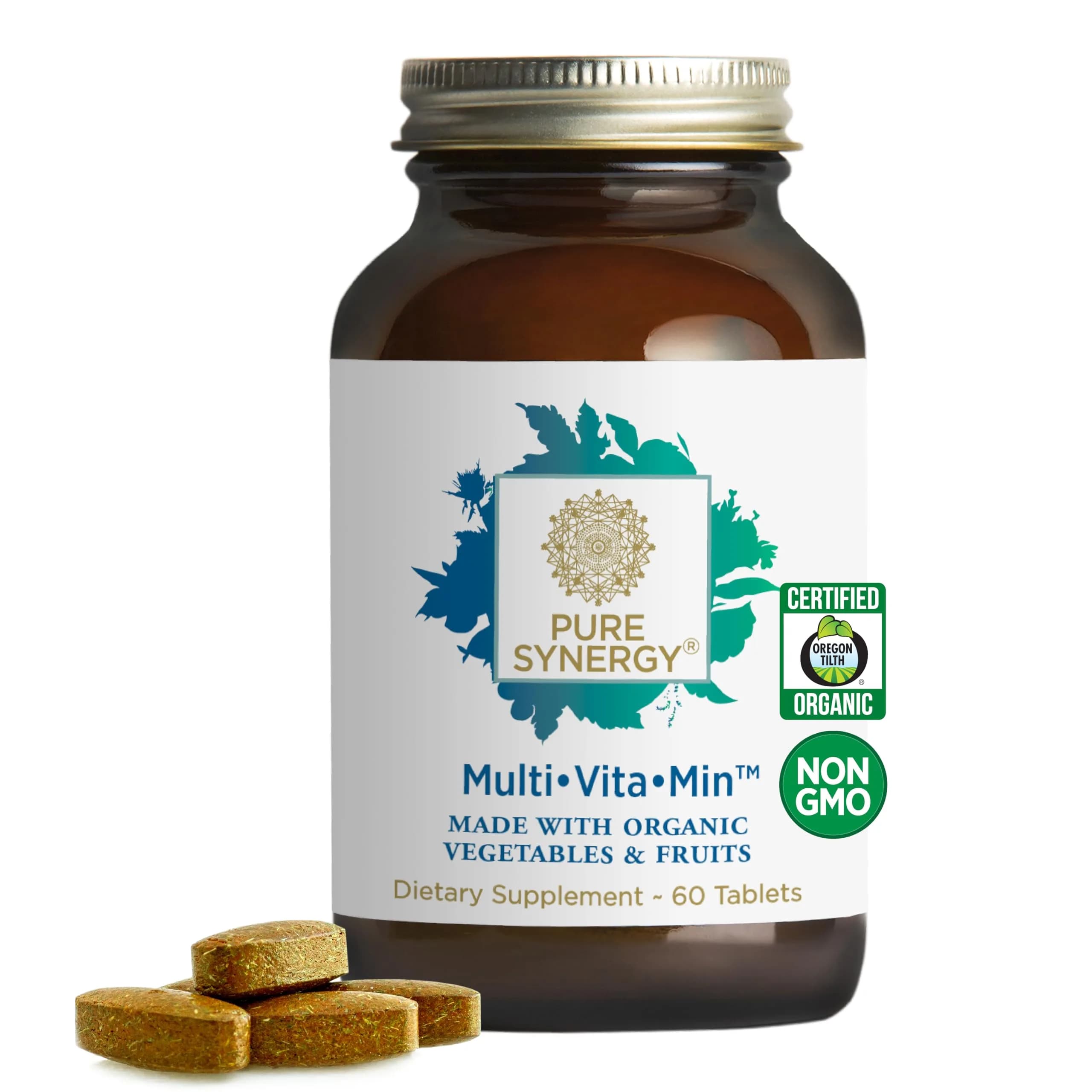 PURE SYNERGY Multi·Vita·Min for Men & Women 60 Tablets | Whole-Food Organic Multivitamin - main product image