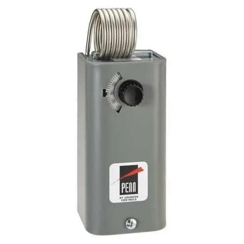 Johnson Controls A19BAF-1C Penn Series A19 Coiled Bulb Space Thermostat -1 to 43°C Range, 0.9°C Differential, Wall Mount, US Sourced thumbnail 1