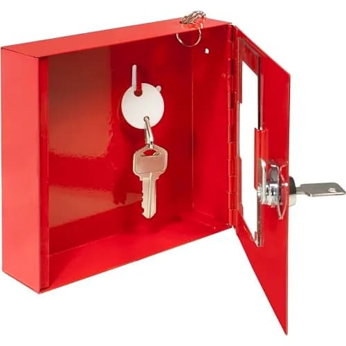 Barska Red Steel Emergency Key Box with Breakable Glass & Hammer | Wall Mount, 1.6" D x 6" W x 6" H thumbnail 3