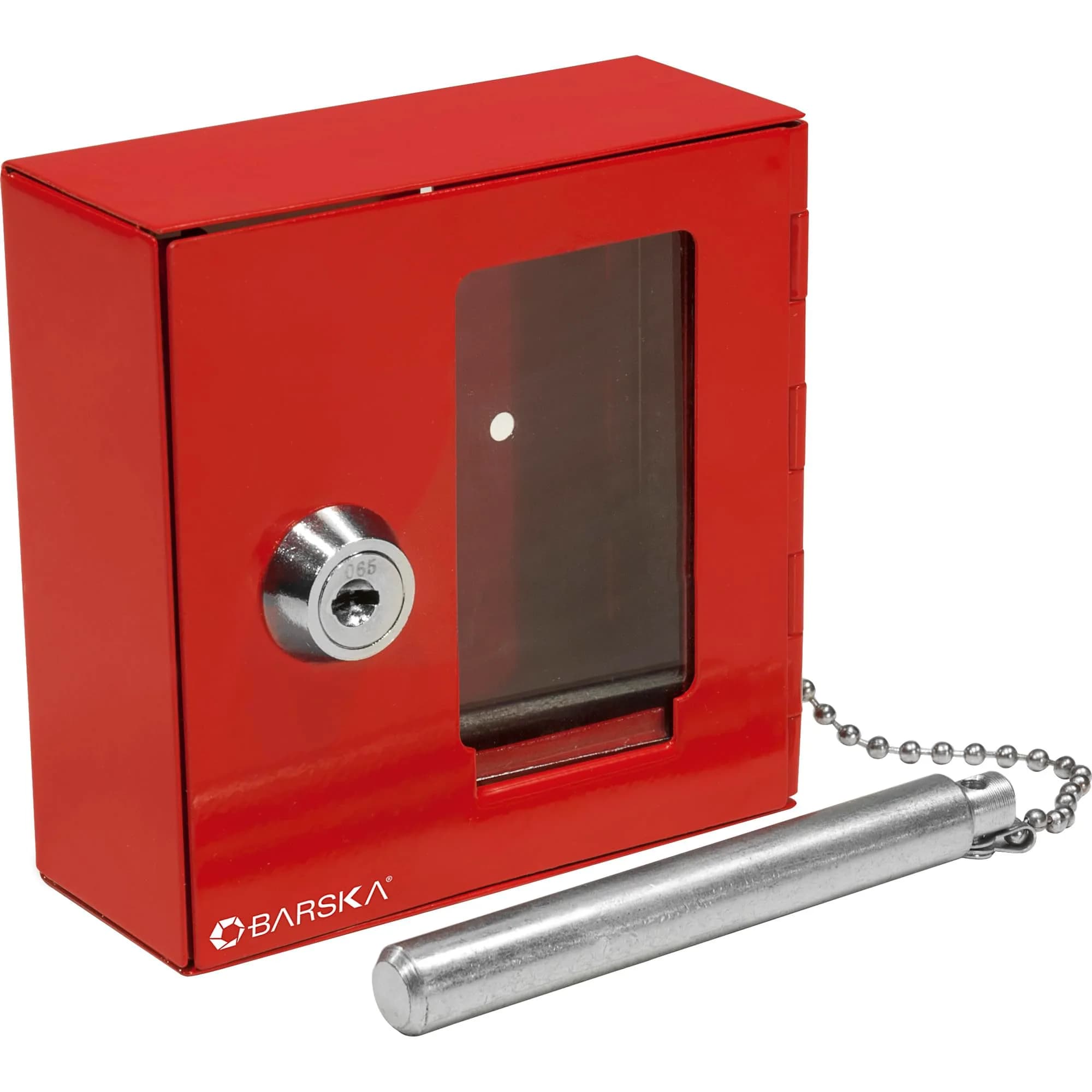 Barska Red Steel Emergency Key Box with Breakable Glass & Hammer | 1 Unit - main product image