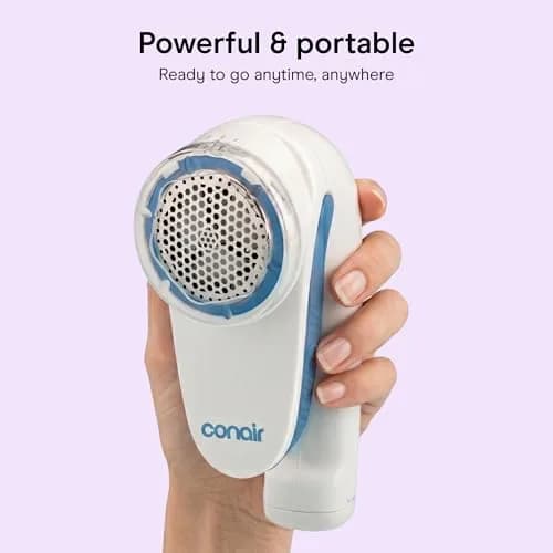 Conair Fabric Shaver and Lint Remover 2" Large Head | Portable, Battery-Operated, 3 Settings, White thumbnail 6