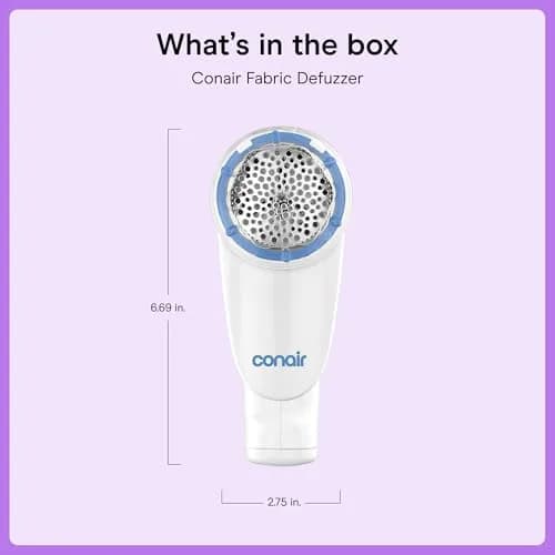 Conair Fabric Shaver and Lint Remover 2" Large Head | Portable, Battery-Operated, 3 Settings, White thumbnail 7