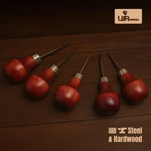 UJ Ramelson Co Wood Carving Tools Palm Set for Woodworking, Fine Miniature Detail, Stamp Making, Tile Etching, Mini Chisel and Gouge, 5 Pieces | Precision Miniature Carving thumbnail 6