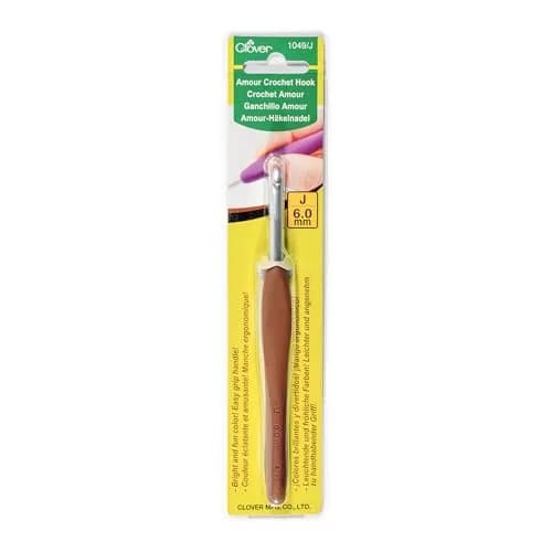 Clover Amour Crochet Hook Size J 6.0mm | Smooth Elastomer Handle for Comfortable Crochet thumbnail 1