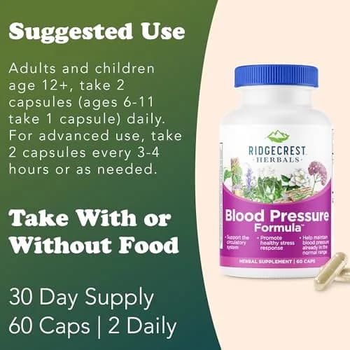 RidgeCrest Herbals Blood Pressure Herbal Formula Circulation Support 60 Ct | Natural Circulatory Tonic for Adults thumbnail 4