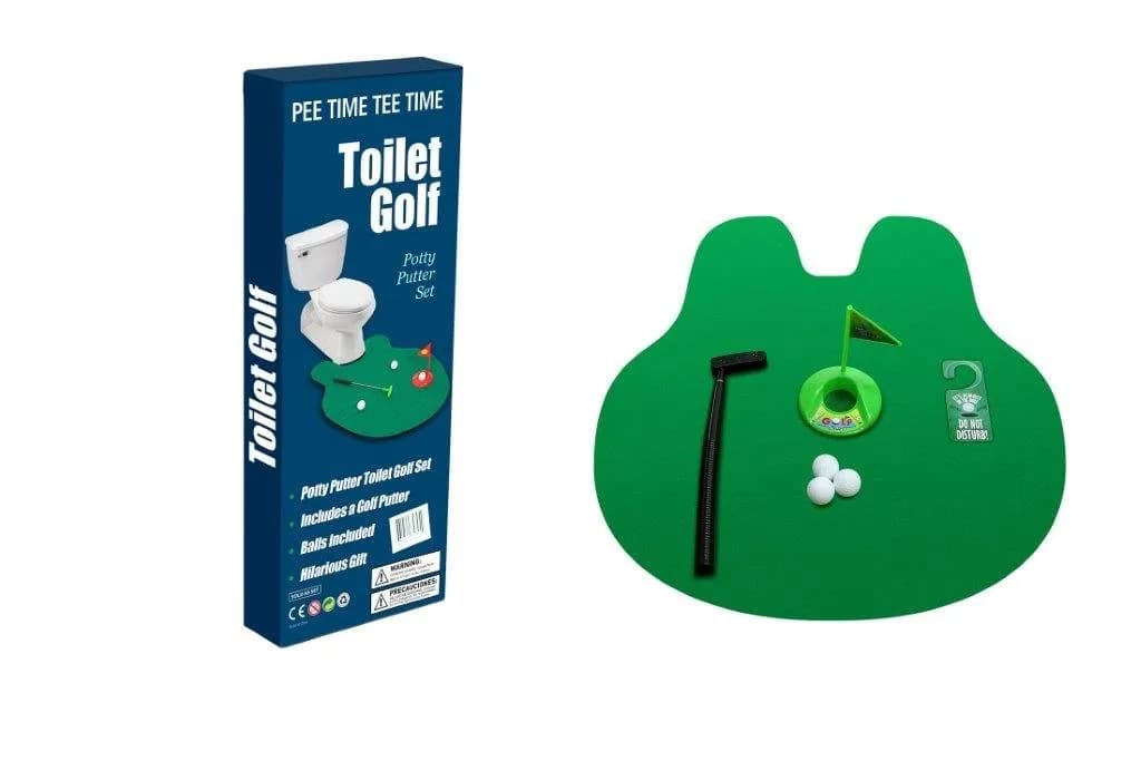 EZ Drinker Toilet Golf Joke & Novelty Set | Play Golf on the Toilet, Fun Gag Gift for Adults (17.7in x 6.6in x 2.2in)