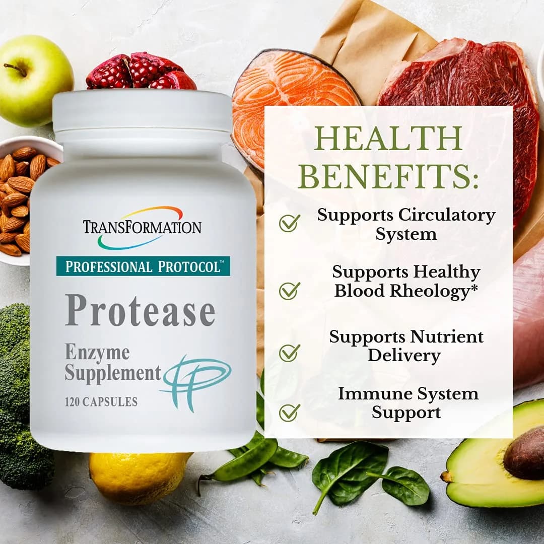 TRANSFORMATION Enzymes - Protease Digestive Supplement 120 Capsules | Supports Healthy Digestion & Immunity - main product image