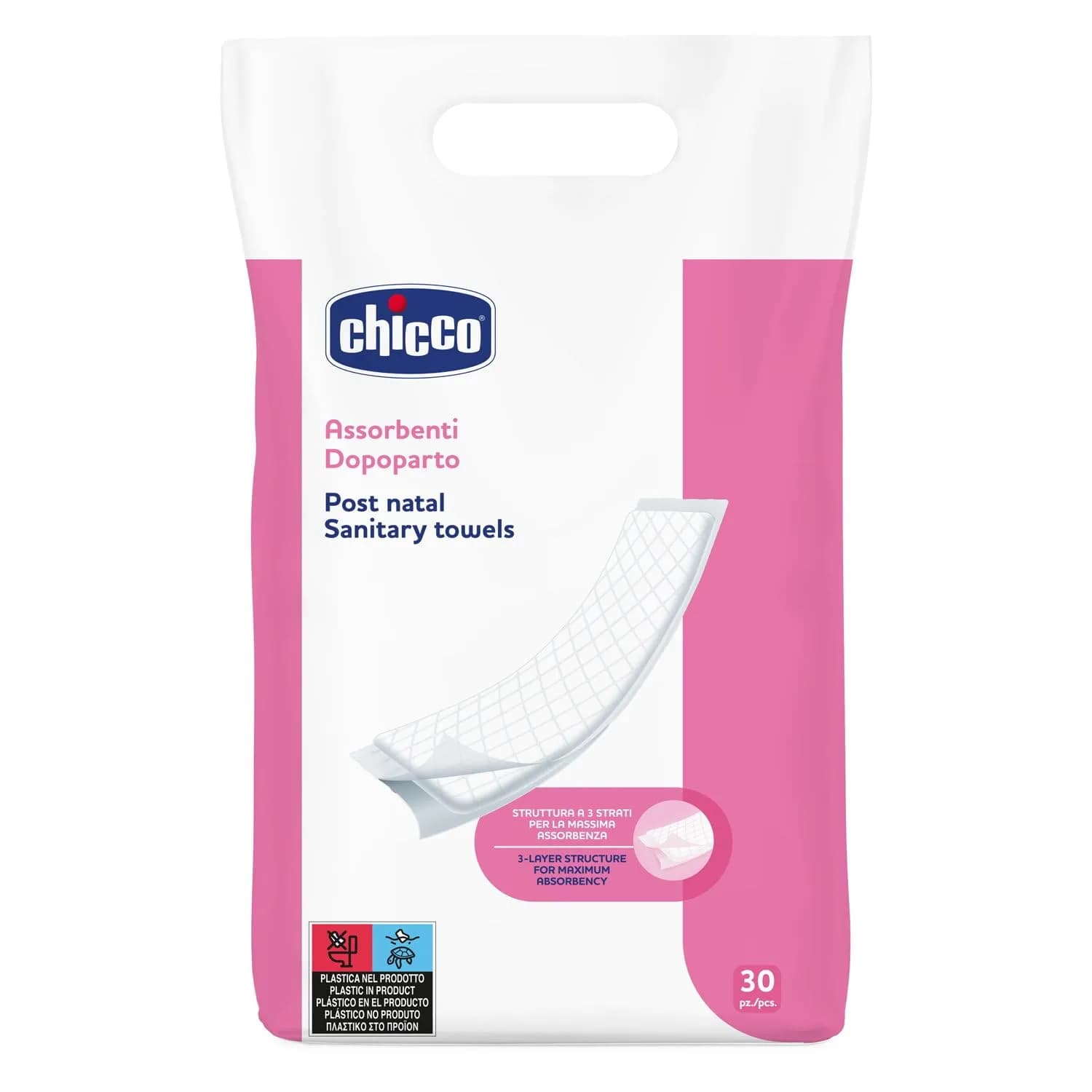 Chicco Mammy Absorbent Postpartum Pads 30 Count | Hypoallergenic Fabric for Dry Skin - main product image