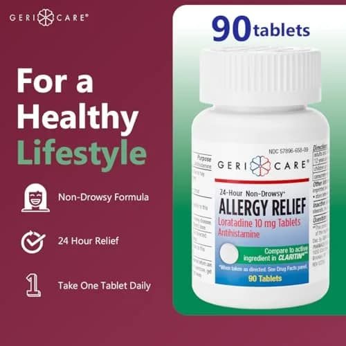 GeriCare Loratadine 10mg Non-Drowsy 24-Hour Allergy Relief | Effective Antihistamine Tablets thumbnail 2