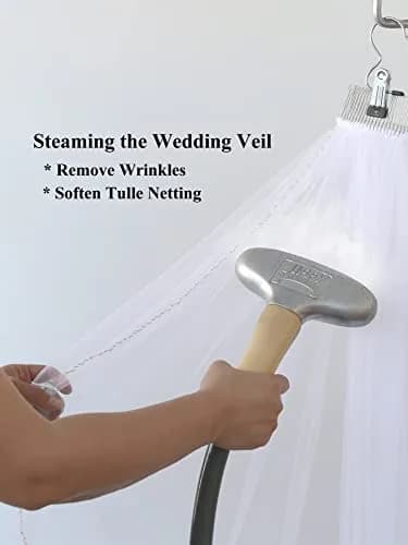 SAMKY Bridal Wedding Veil - White Fingertip Length 36" | Pencil Edge, Illusion Tulle thumbnail 7