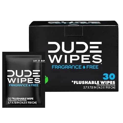 DUDE Wipes On-The-Go Unscented Adult Flushable Travel Wipes 30 Count | Plant-Based & Septic-Safe thumbnail 1