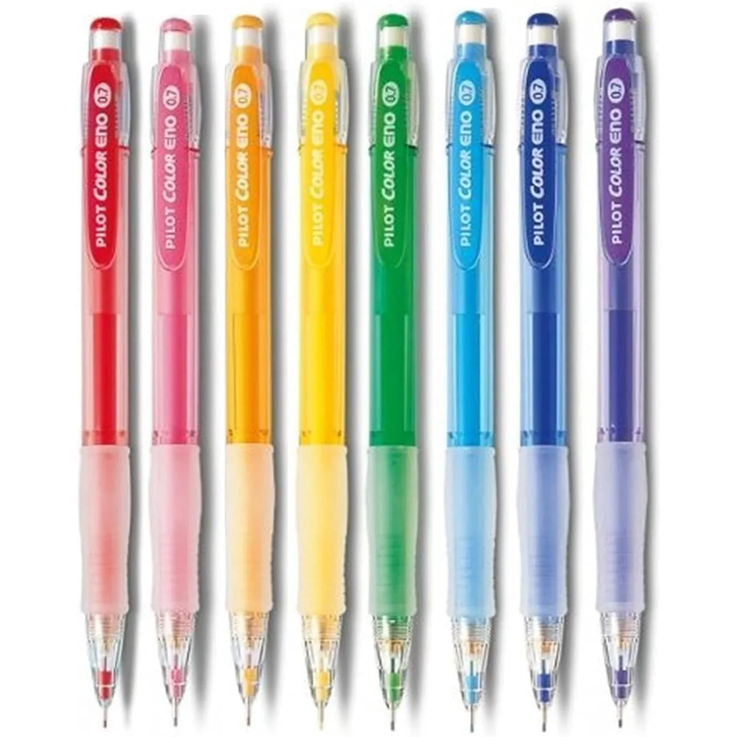 PILOT Color Eno 0.7mm Mechanical Pencil 8 Color Set | Erasable Ink, Hexagonal Grip