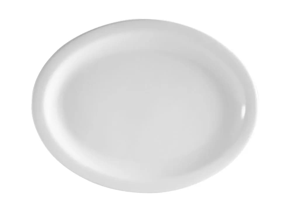 CAC China NCN-13 Clinton Narrow Rim 11-1/2-Inch Porcelain Oval Platter | Super White, Durable & Oven Safe — Super white; bright white