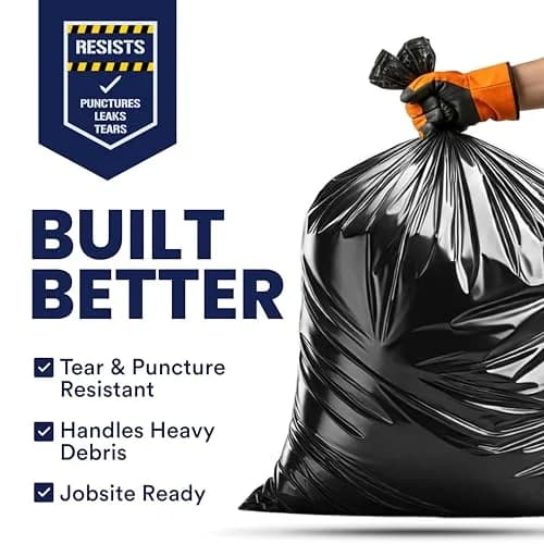 Plasticplace Contractor Trash Bags 33 Gallon | Heavy Duty 3.0 Mil, Black, 50 Count thumbnail 3