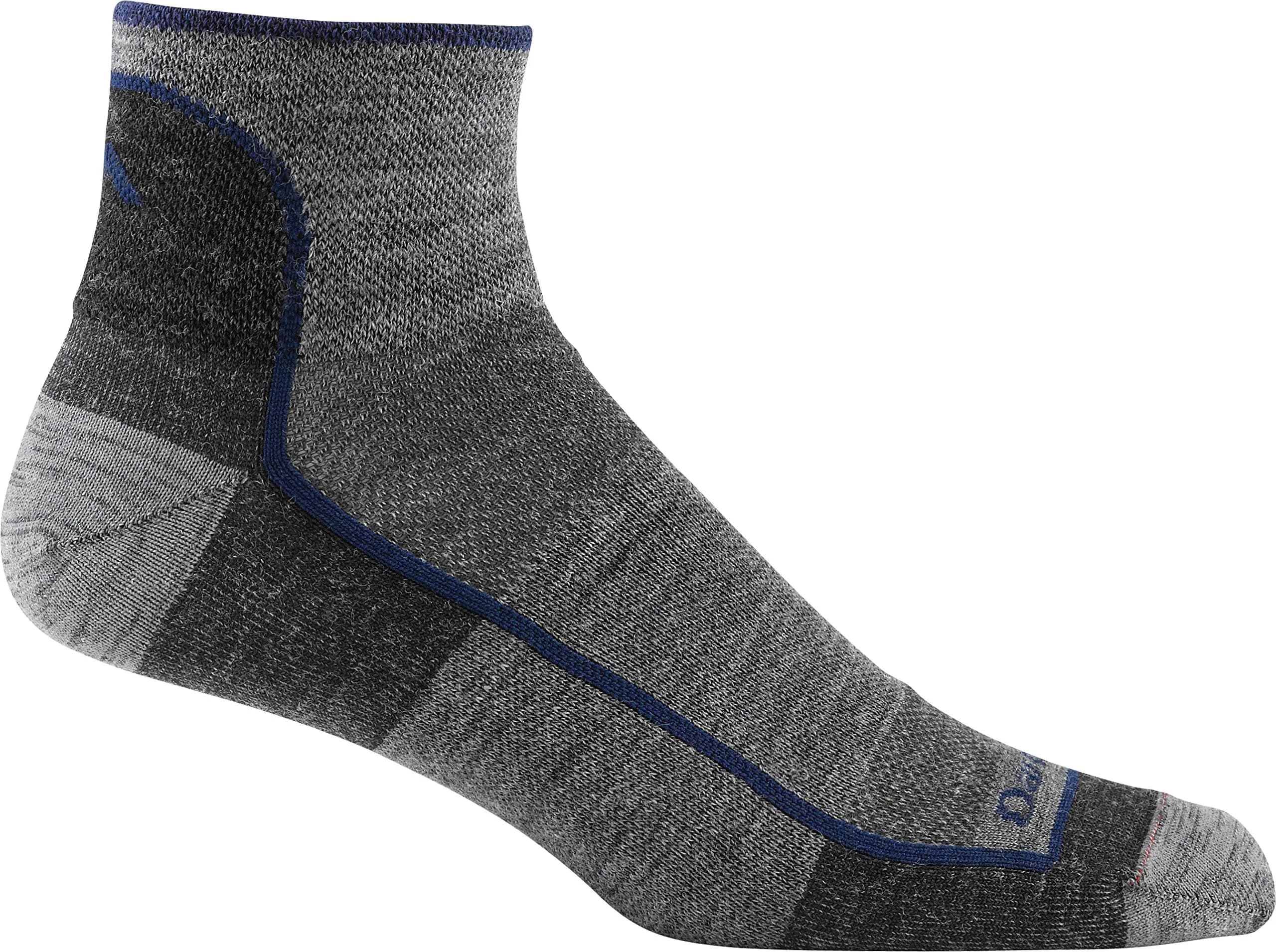 Darn Tough Vermont Men's Quarter Lightweight Running Sock 1715 - Grey/Charcoal, Large | Unconditional Lifetime Guarantee - main product image