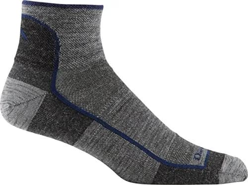 Darn Tough Vermont Men's Quarter Lightweight Running Sock 1715 - Grey/Charcoal, Large | Unconditional Lifetime Guarantee thumbnail 1