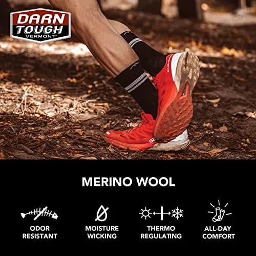 Darn Tough Vermont Men's Quarter Lightweight Running Sock 1715 - Grey/Charcoal, Large | Unconditional Lifetime Guarantee thumbnail 4