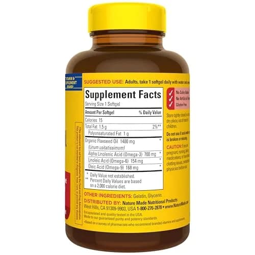 Nature Made Extra Strength Flaxseed Oil 1400 mg Softgels, 100 Softgels thumbnail 8