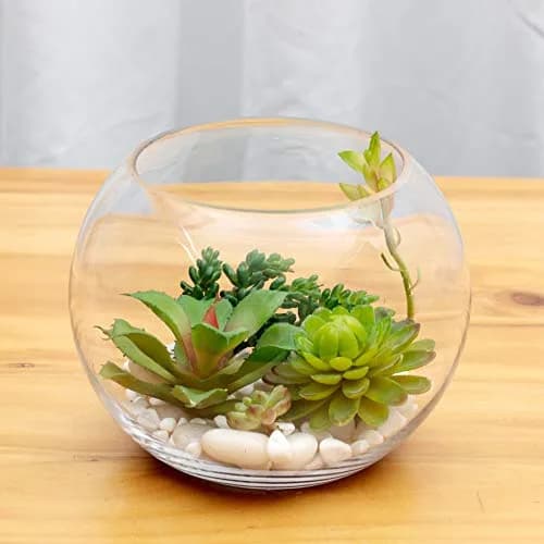 WGVI Clear Bubble Glass Vase 25cm (10") Diameter, 20cm (8") Height | Hand-Blown Decorative Accent Piece thumbnail 7