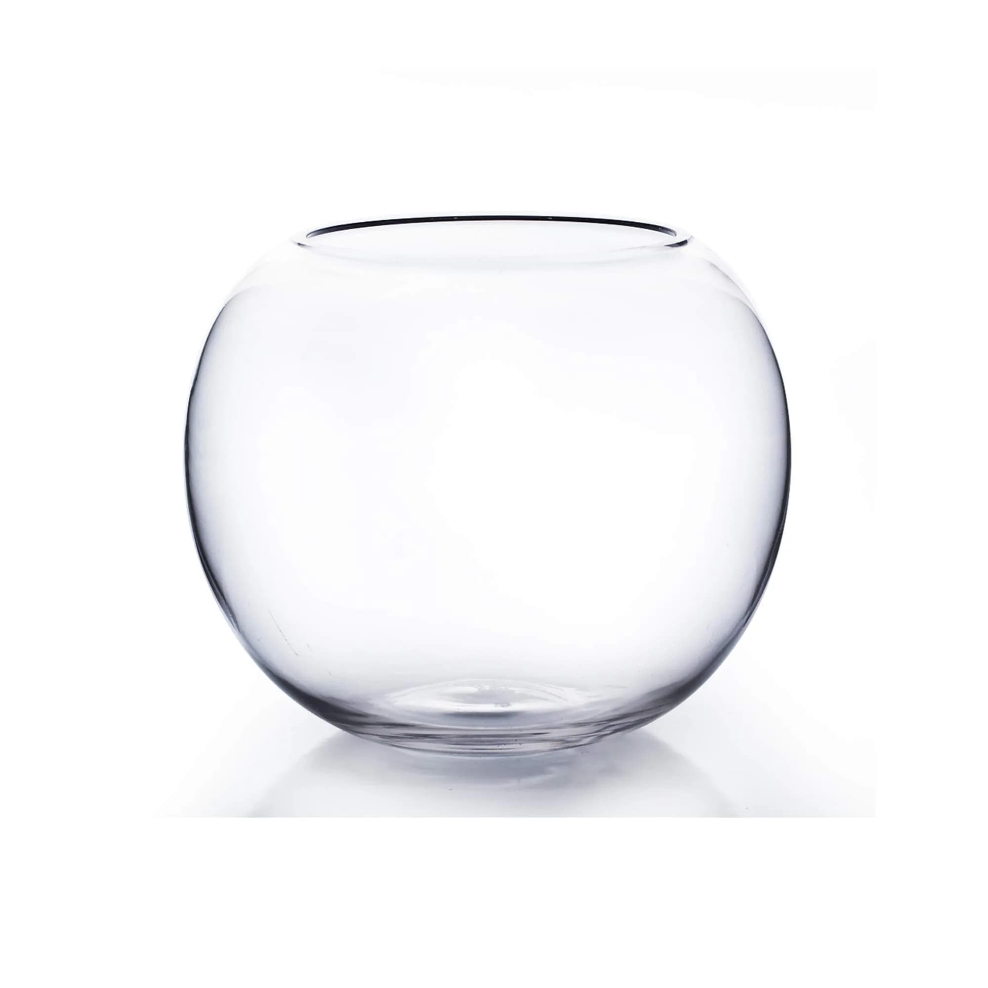 WGVI Clear Bubble Glass Vase 25cm (10") Diameter, 20cm (8") Height | Hand-Blown Decorative Accent Piece - main product image