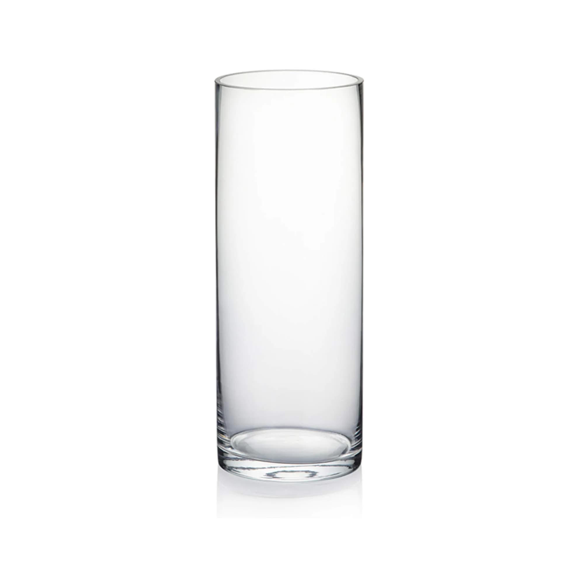 WGVI Thick Clear Cylinder Glass Vase 3" W x 8" H | Elegant Floral Display for Weddings & Home