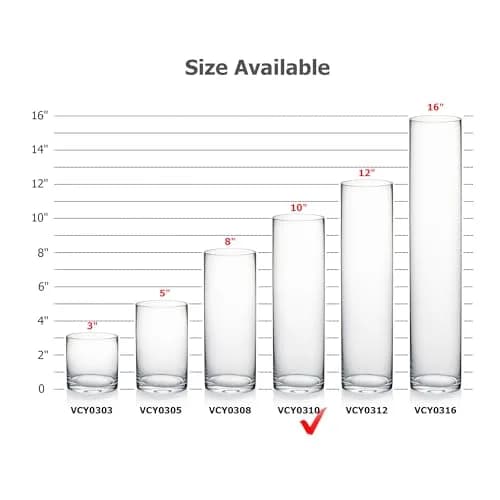 WGVI Thick Weighted Clear Cylinder Glass Vase 3" W x 10" H | Handcrafted, Durable, Elegant thumbnail 3