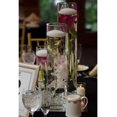 WGVI Thick Weighted Clear Cylinder Glass Vase 3" W x 12" H | Elegant Floral Display thumbnail 6